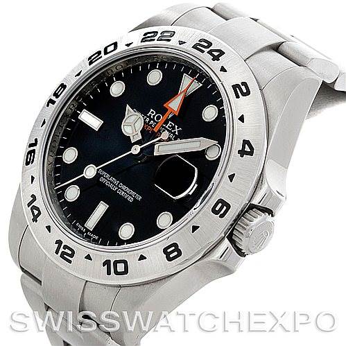 This image shows a Rolex Explorer 216570 Men's Stainless Steel Black Dial 216570 Men's Stainless Steel Black Dial watch from an angled perspective, highlighting the dial, bezel, crown, and part of the bracelet.