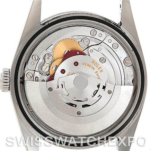 The image shows the internal mechanism of a Rolex Explorer 114270 Men's Stainless Steel Black Dial 114270 Men's Stainless Steel Black Dial watch from a rear, case-back-removed angle.