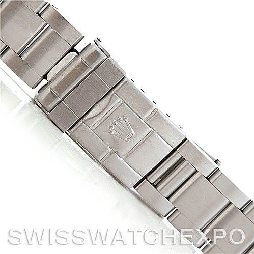The image shows the clasp and part of the bracelet of a Rolex Explorer 16570 Men's Stainless Steel White Dial 16570 Men's Stainless Steel White Dial watch from a side angle.