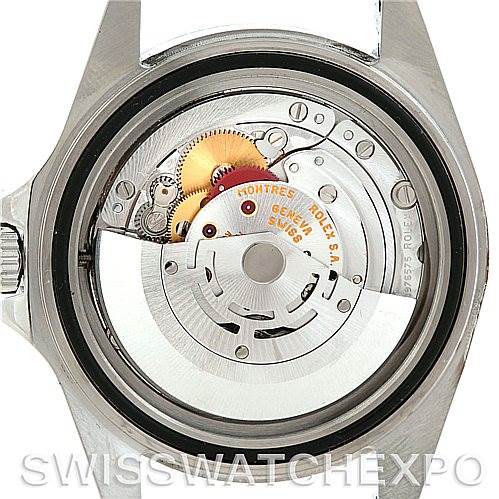 The image shows a close-up view of the movement and internal components of the Rolex Explorer 16570 Men's Stainless Steel White Dial 16570 Men's Stainless Steel White Dial watch.