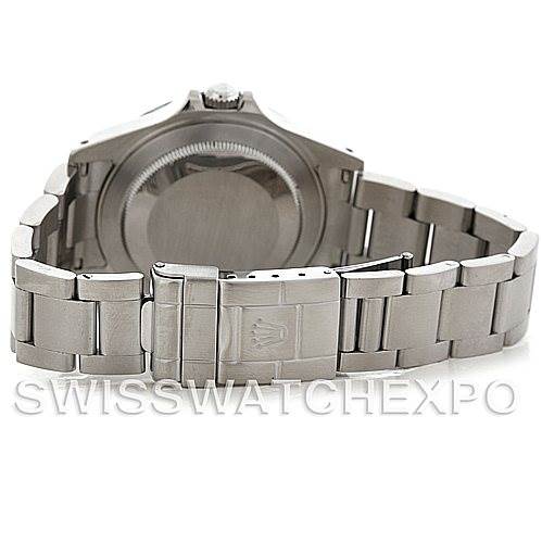 The image shows the back and bracelet clasp of a Rolex Explorer 16570 Men's Stainless Steel White Dial 16570 Men's Stainless Steel White Dial watch.