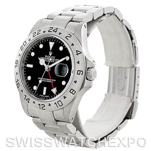 Rolex Explorer II 16570 Mens Steel Black Dial Watch SwissWatchExpo