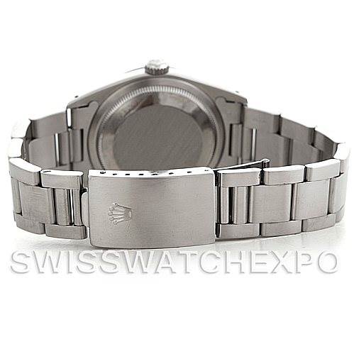 The image shows the back case and clasp of a Rolex Explorer 14270 Men's Stainless Steel Black Dial 14270 Men's Stainless Steel Black Dial watch.