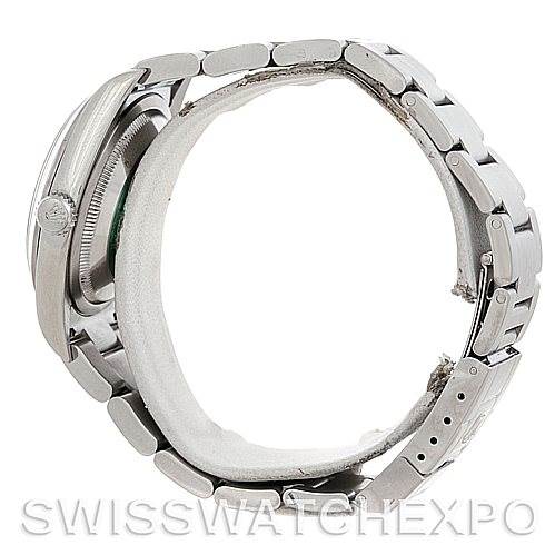 The image shows a side angle of a Rolex Explorer 114270 Men's Stainless Steel Black Dial 114270 Men's Stainless Steel Black Dial watch, highlighting the bracelet, case, and side crown.