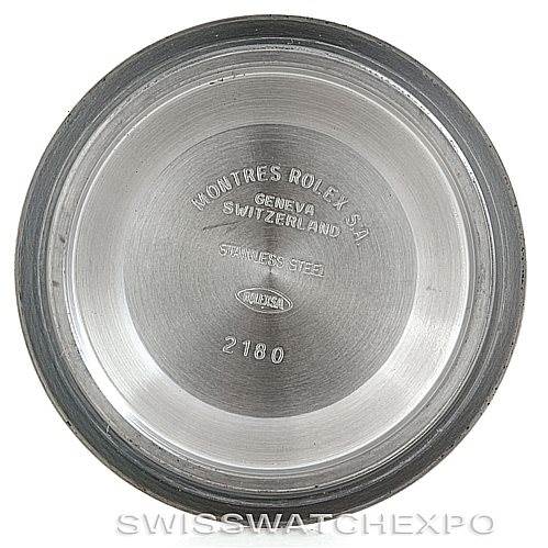 This image shows the inside case back of a Rolex Explorer 16570 Men's Stainless Steel White Dial 16570 Men's Stainless Steel White Dial model watch, displaying engravings indicating brand and material details.