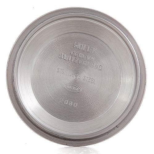 The image shows the inside of the case back of a Rolex Explorer 114270 Men's Stainless Steel Black Dial 114270 Men's Stainless Steel Black Dial watch.