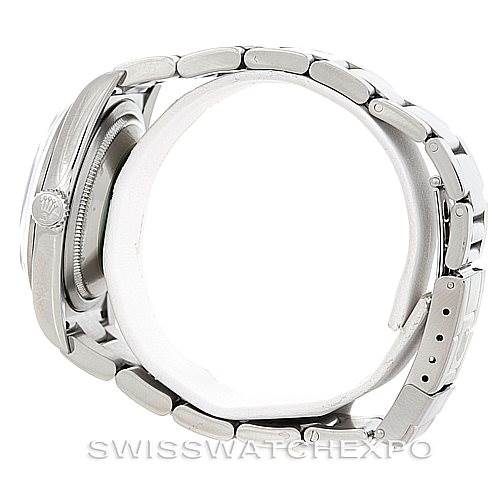 The image shows a side profile of a Rolex Explorer 114270 Men's Stainless Steel Black Dial 114270 Men's Stainless Steel Black Dial watch, focusing on the bracelet and case.