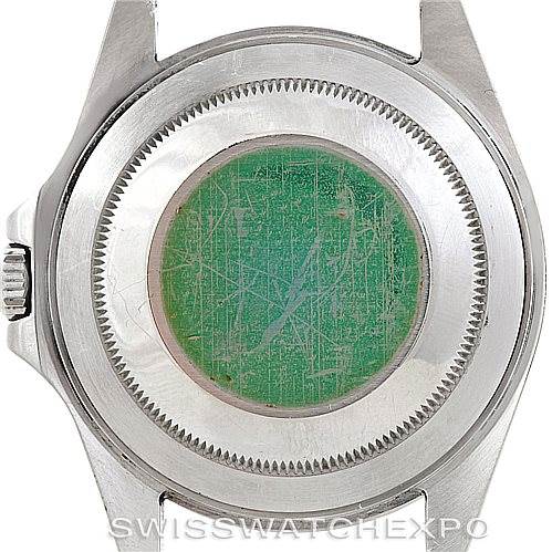 This image shows the back case of a Rolex Explorer 16570 Men's Stainless Steel White Dial 16570 Men's Stainless Steel White Dial watch, detailing the screw-down case back.
