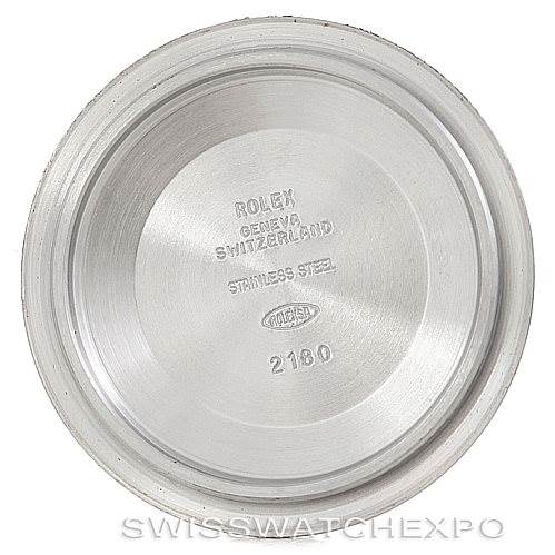 The image shows the inside of the case back for a Rolex Explorer 16570 Men's Stainless Steel White Dial 16570 Men's Stainless Steel White Dial watch.