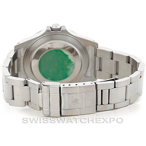 This image shows the back view of the Rolex Explorer 16570 Men's Stainless Steel Black Dial 16570 Men's Stainless Steel Black Dial's case and bracelet.