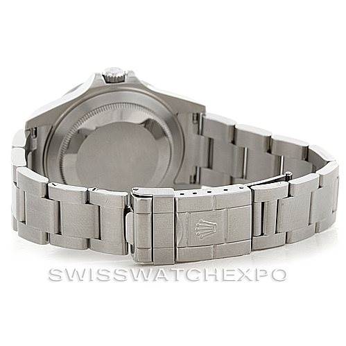 The image shows the back and bracelet of a Rolex Explorer 16570 Men's Stainless Steel White Dial 16570 Men's Stainless Steel White Dial watch, focusing on the case back and clasp.