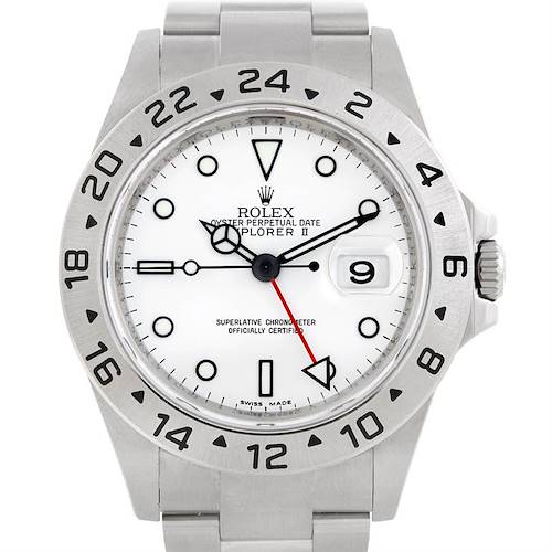 Photo of Rolex Explorer II Mens Steel White Dial Watch 16570 Unworn