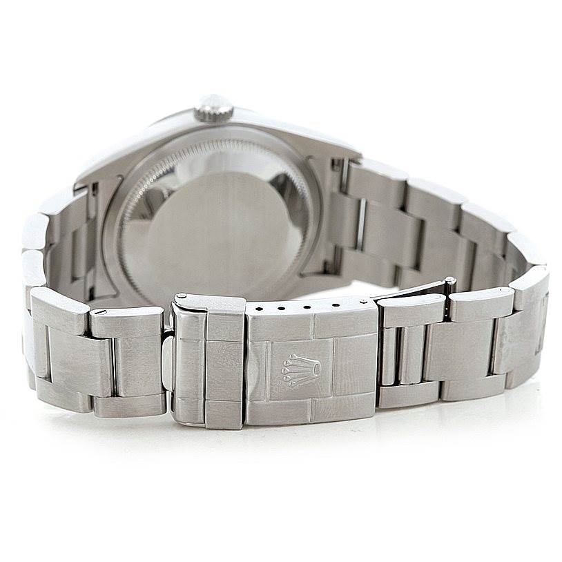 The image shows the back view of the Rolex Explorer 114270 Men's Stainless Steel Black Dial 114270 Men's Stainless Steel Black Dial watch, highlighting its bracelet, clasp, and caseback.