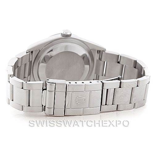 The image shows the back and clasp of the Rolex Explorer 114270 Men's Stainless Steel Black Dial 114270 Men's Stainless Steel Black Dial watch, highlighting the bracelet and case-back.