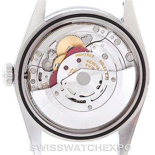 This image shows the movement components from the backside of a Rolex Explorer 114270 Men's Stainless Steel Black Dial 114270 Men's Stainless Steel Black Dial model watch.