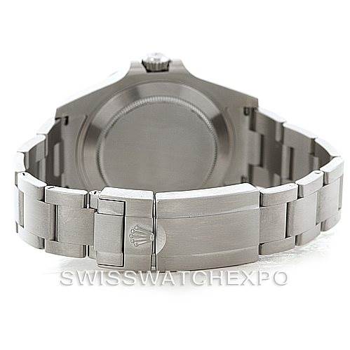 The image shows the back of a Rolex Explorer 216570 Men's Stainless Steel White Dial 216570 Men's Stainless Steel White Dial watch, focusing on the case back and metal bracelet with the clasp closed.