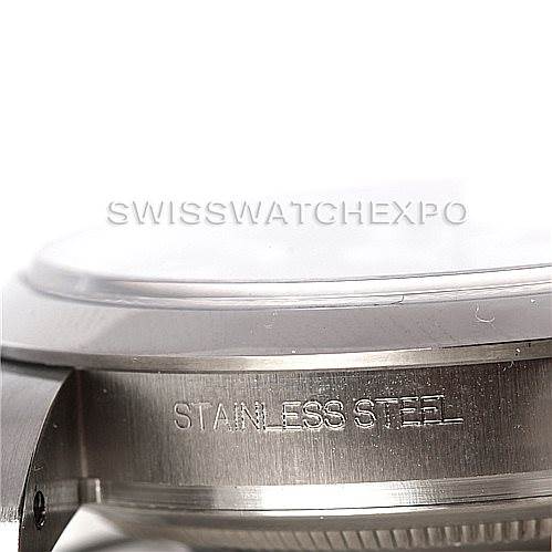 The image shows a close-up of the stainless steel case side of the Rolex Explorer 214270 Men's Stainless Steel Black Dial 214270 Men's Stainless Steel Black Dial watch.