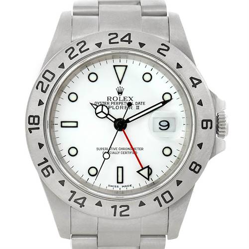 Photo of Rolex Explorer II Mens Steel White Dial Watch 16570