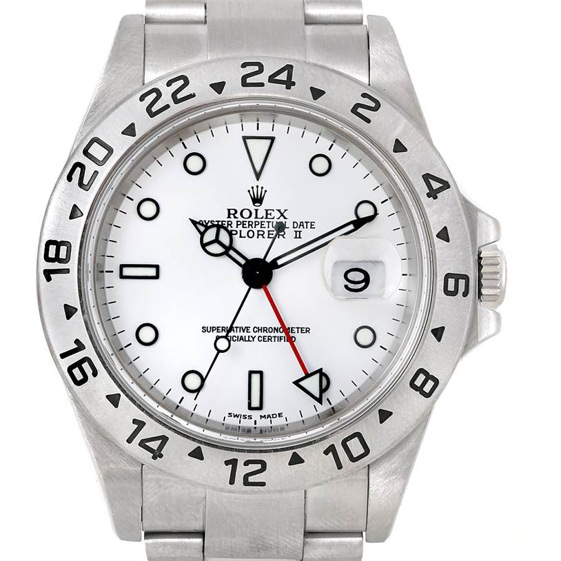 Rolex Explorer II Mens Steel White Dial Watch 16570 | SwissWatchExpo