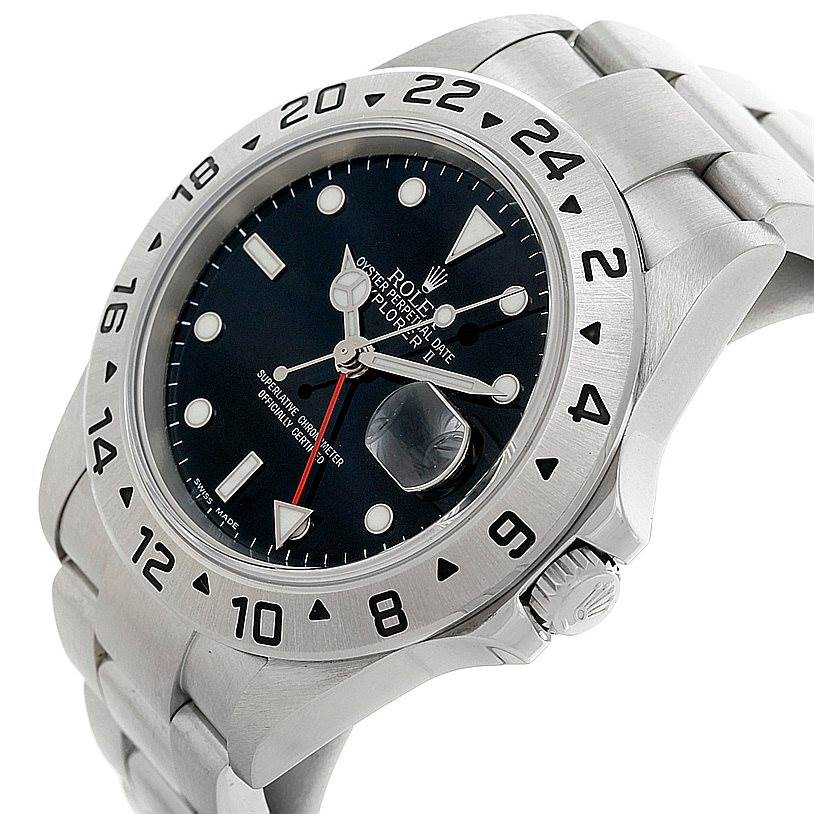 The image shows a Rolex Explorer 16570 Men's Stainless Steel Black Dial 16570 Men's Stainless Steel Black Dial watch model at an angled view, highlighting the dial, bezel, crown, and part of the bracelet.