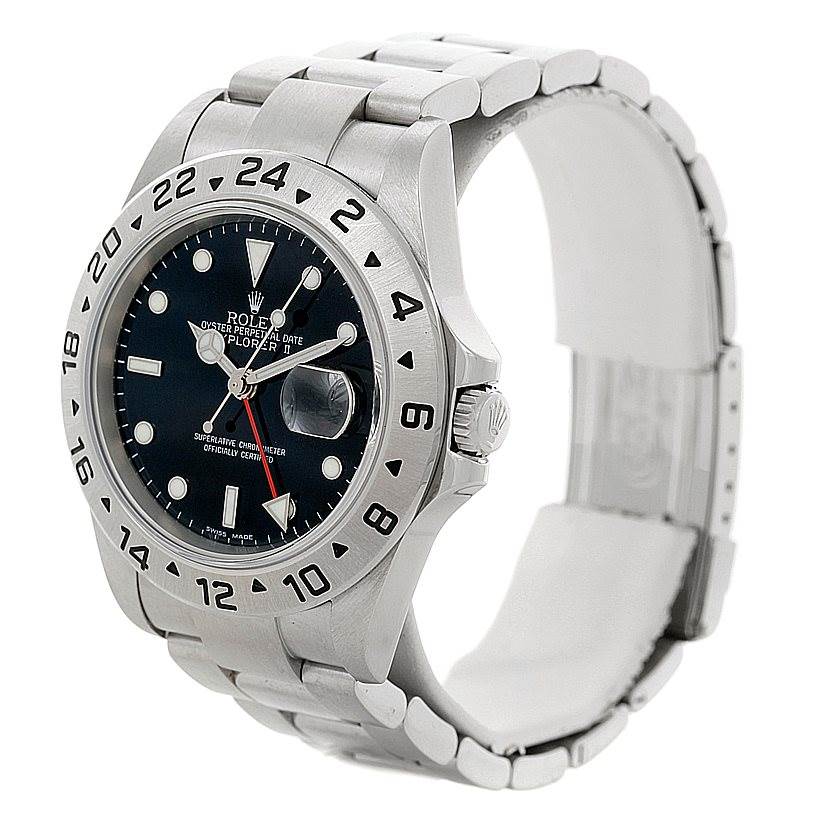 The image shows a Rolex Explorer 16570 Men's Stainless Steel Black Dial 16570 Men's Stainless Steel Black Dial watch at a three-quarter angle, displaying its dial, bezel, and bracelet.