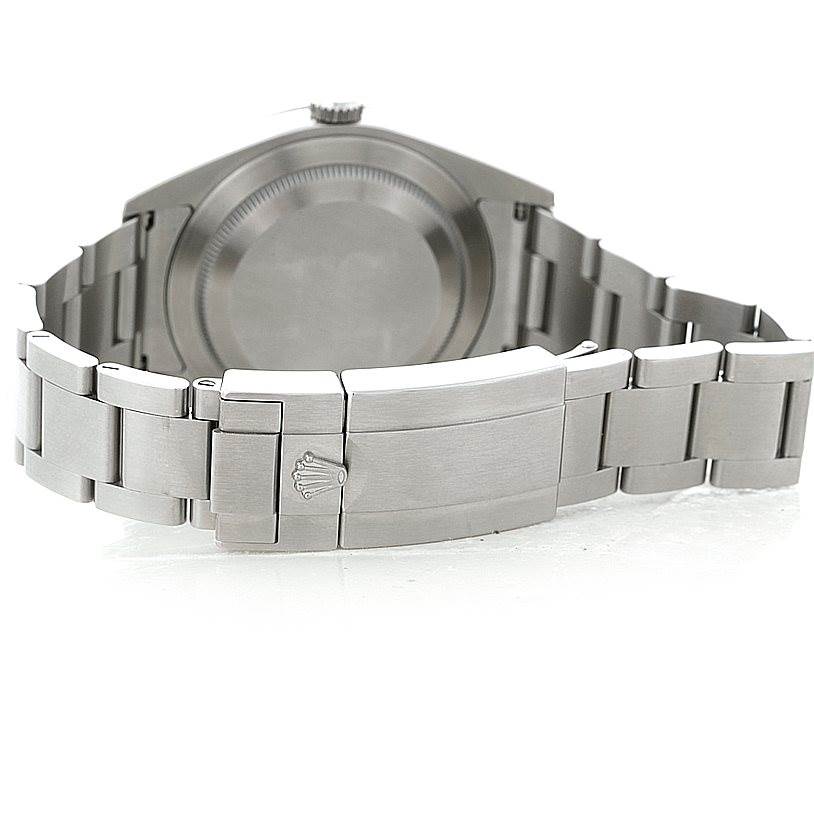 The image shows the back of the Rolex Explorer 214270 Men's Stainless Steel Black Dial 214270 Men's Stainless Steel Black Dial watch, focusing on the bracelet and clasp with the Rolex logo.