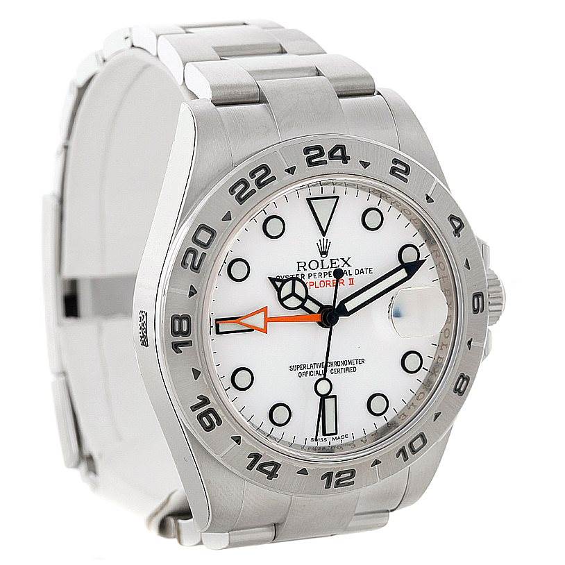 The image shows a Rolex Explorer 216570 Men's Stainless Steel White Dial 216570 Men's Stainless Steel White Dial watch, highlighting its face, bezel with numerals, and part of the stainless steel bracelet.