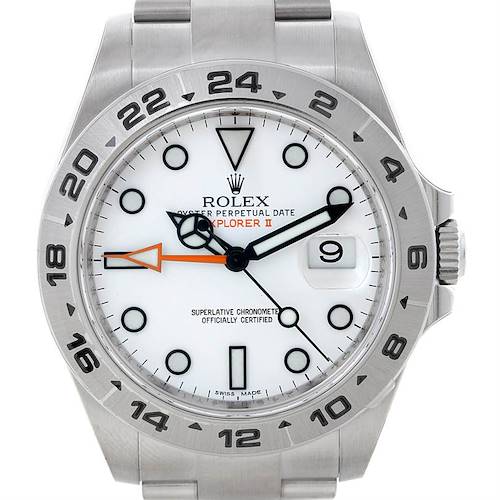 Photo of Rolex Explorer II Mens Steel White Dial Watch 216570 Unworn
