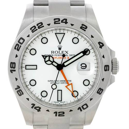 Photo of Rolex Explorer II Mens Steel White Dial Watch 216570