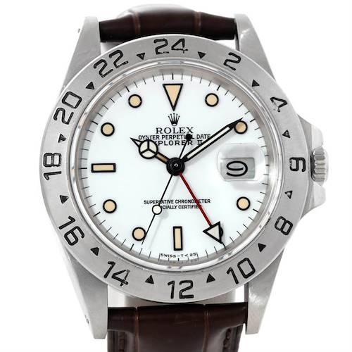 Photo of Rolex Explorer II Transitional Mens Steel White Dial Watch 16550