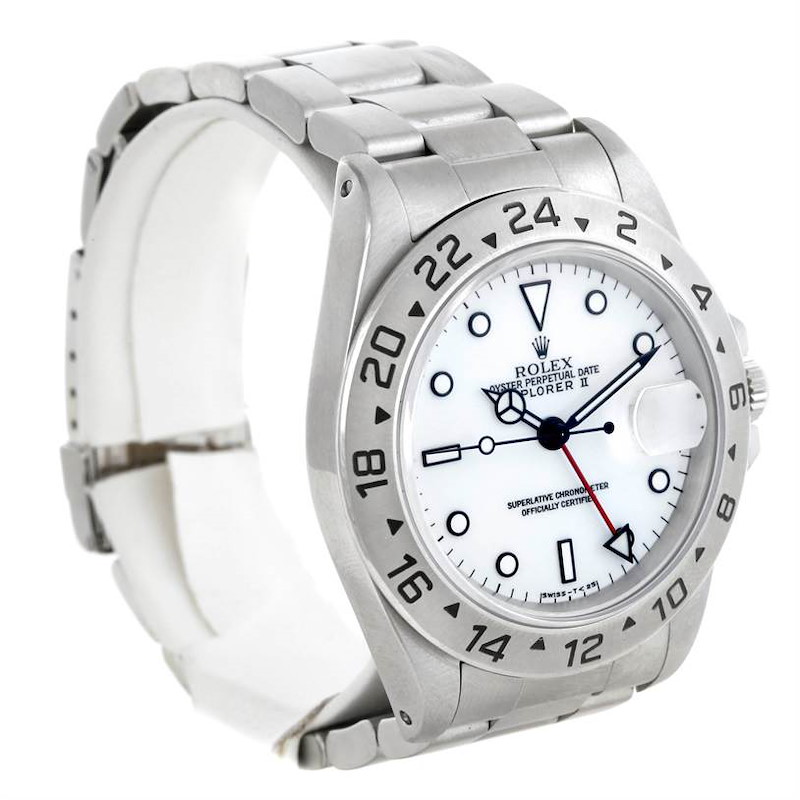 Rolex Explorer II Mens Steel White Dial Watch 16570 SwissWatchExpo