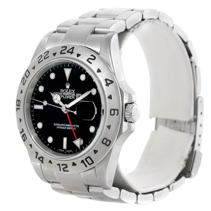Rolex Explorer II Mens Steel Black Dial Watch 16570 SwissWatchExpo