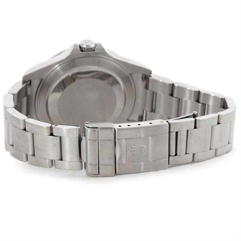 This image shows the back case and bracelet clasp of the Rolex Explorer 16570 Men's Stainless Steel Black Dial 16570 Men's Stainless Steel Black Dial watch.