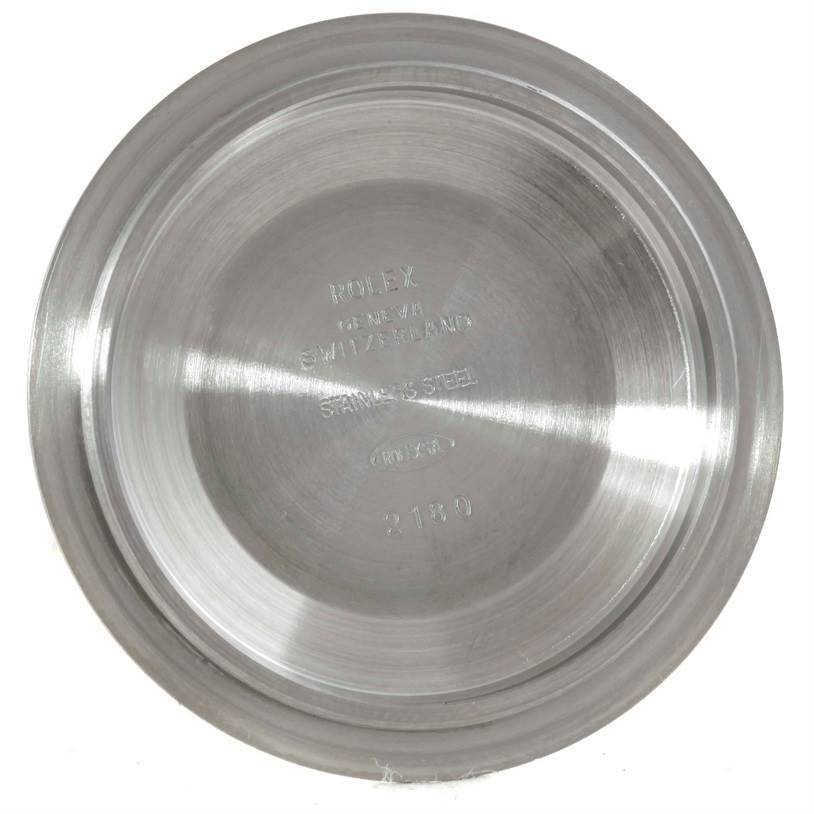 This image shows the inside of the case back for a Rolex Explorer 16570 Men's Stainless Steel White Dial 16570 Men's Stainless Steel White Dial watch.