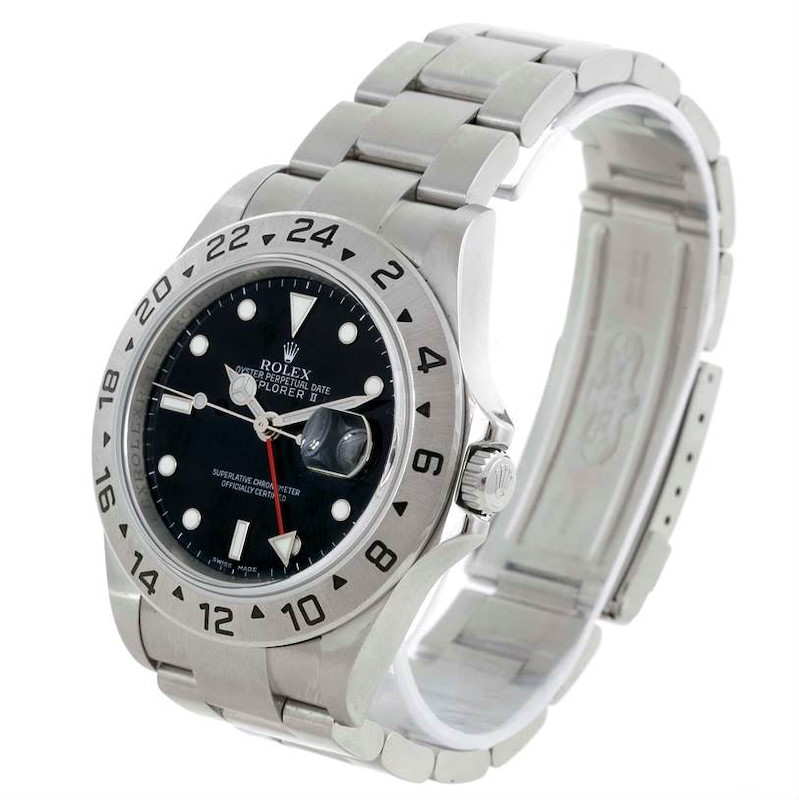 Rolex Explorer II Steel Black Dial Parachrom Hairspring Watch 16570 SwissWatchExpo
