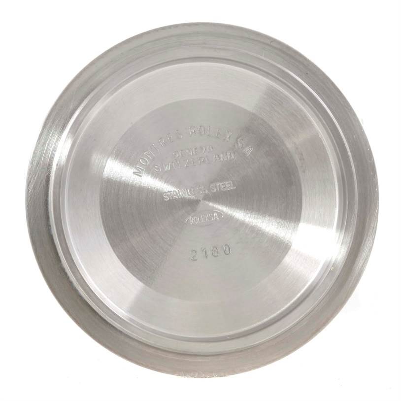 This image shows the interior of the case back of a Rolex Explorer 16570 Men's Stainless Steel Black Dial 16570 Men's Stainless Steel Black Dial watch.