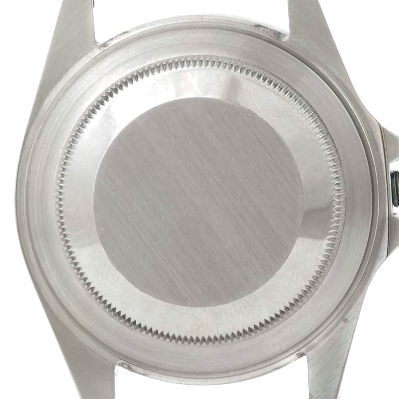 This is the back case of the Rolex Explorer 16570 Men's Stainless Steel White Dial 16570 Men's Stainless Steel White Dial watch, shown from the rear angle.