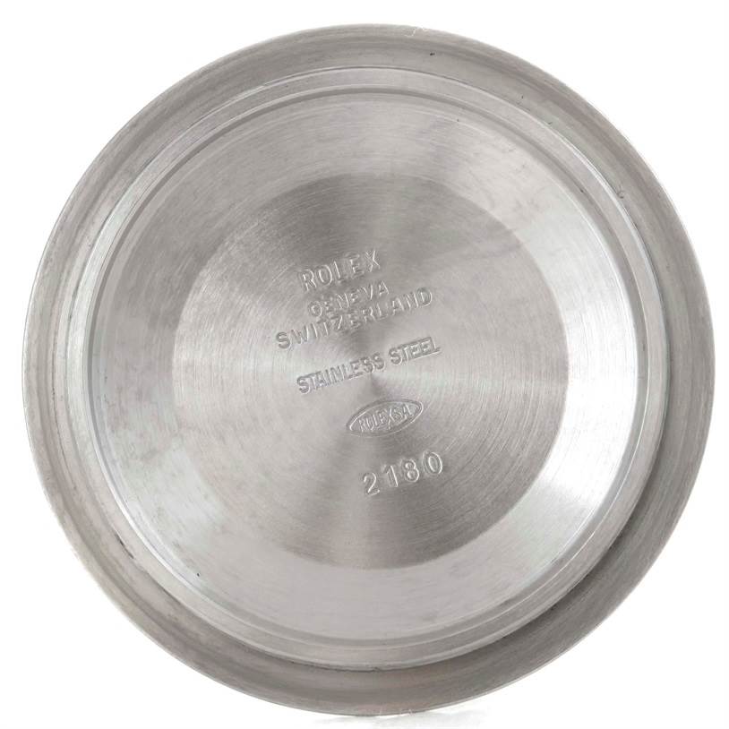 This image shows the inside case back of a Rolex Explorer 16570 Men's Stainless Steel White Dial 16570 Men's Stainless Steel White Dial watch, made of stainless steel, with model identification markings.