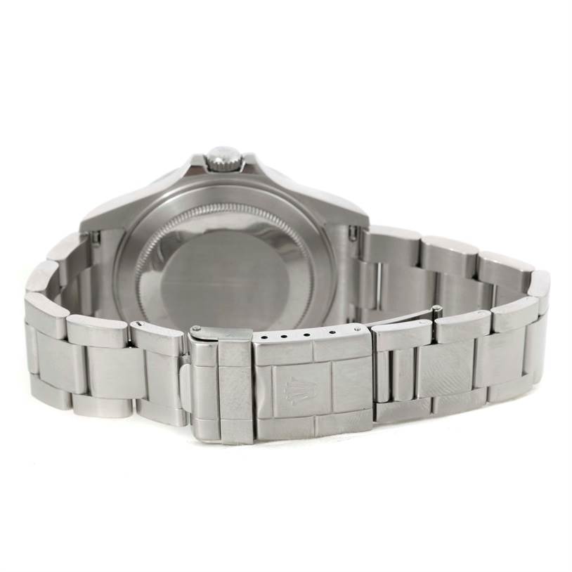 The image shows the back case and bracelet of a Rolex Explorer 16570 Men's Stainless Steel White Dial 16570 Men's Stainless Steel White Dial, viewed from the rear.