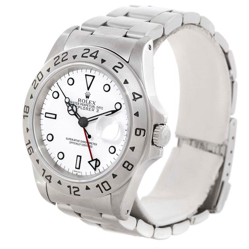 Rolex Explorer II White Dial Mens Stainless Steel Watch 16570 SwissWatchExpo