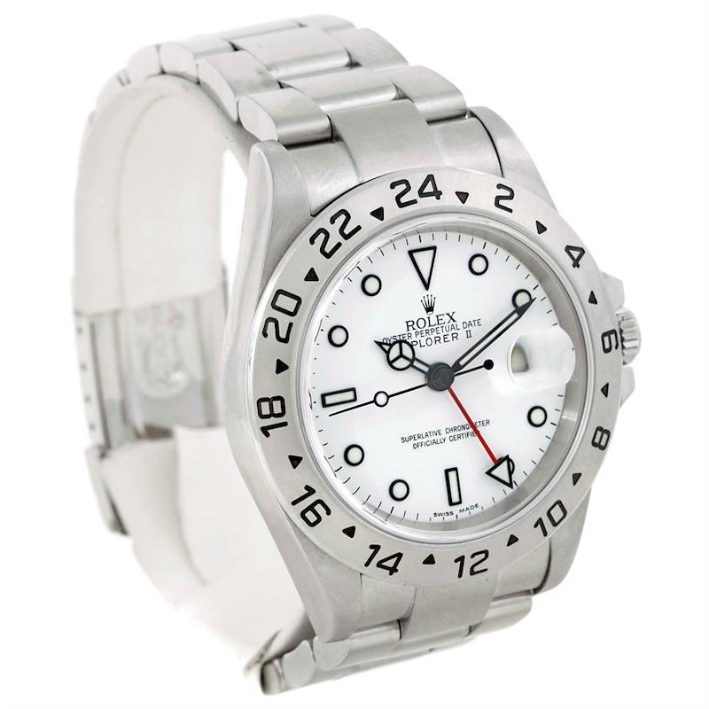 Rolex Explorer II Stainless Steel White Dial Mens Watch 16570 SwissWatchExpo