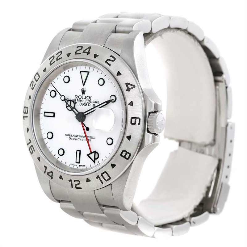 Rolex Explorer II Stainless Steel White Dial Mens Watch 16570 SwissWatchExpo