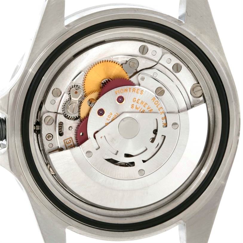The image shows the internal mechanism or movement of a Rolex Explorer 16570 Men's Stainless Steel White Dial 16570 Men's Stainless Steel White Dial watch, viewed from the back.