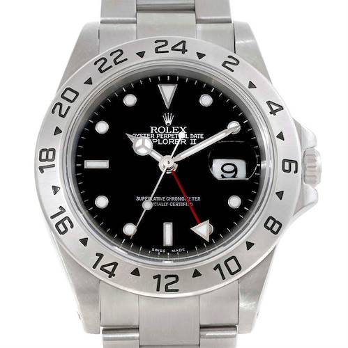 Photo of Rolex Explorer II Mens Stainless Steel Black Dial Watch 16570