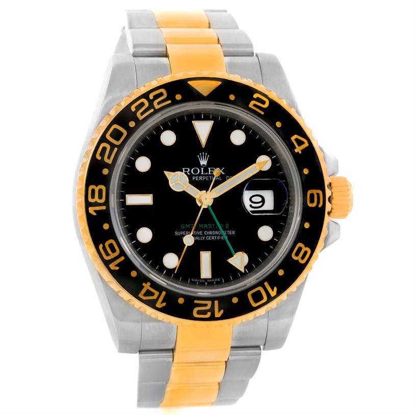 Rolex Gmt Master Ii Mens 18k Gold Steel Black Dial Watch 116713 Swisswatchexpo 4806