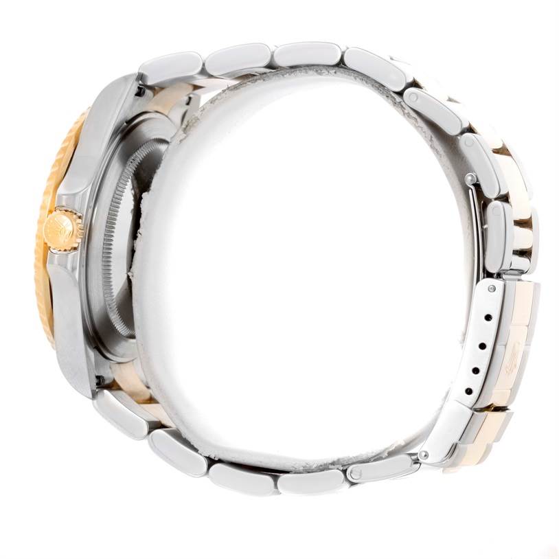 The image shows a side profile view of a Rolex GMT-Master 16713 Men's Stainless Steel Black Dial 16713 Men's Stainless Steel Black Dial watch, focusing on the bezel, case, crown, and bracelet.