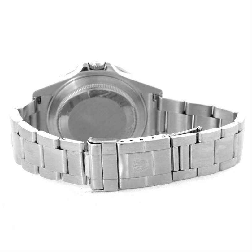 The image shows the back case and bracelet of a Rolex GMT-Master 16710 Men
s Stainless Steel Black Dial 16710 Men
s Stainless Steel Black Dial watch.