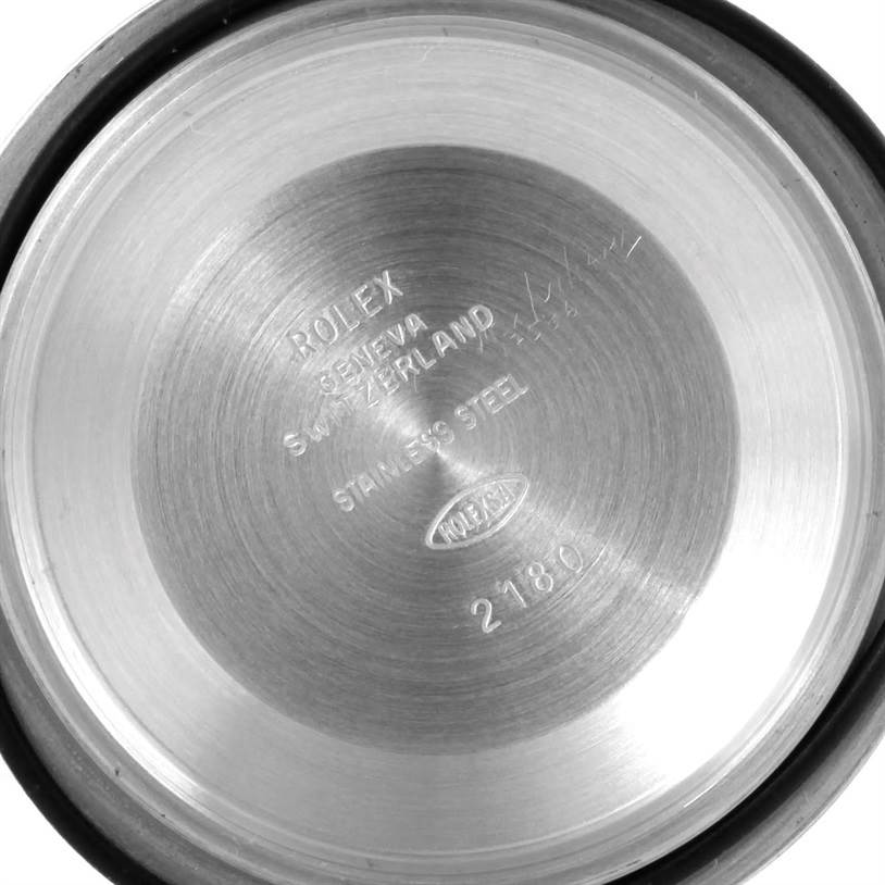 This image shows the inside of the case back of a Rolex GMT-Master 16710 Men's Stainless Steel Black Dial 16710 Men's Stainless Steel Black Dial watch.