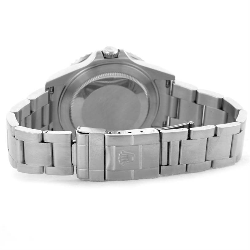 The image shows the back view of a Rolex GMT-Master 16710 Men's Stainless Steel Black Dial 16710 Men's Stainless Steel Black Dial watch, highlighting the bracelet and clasp.