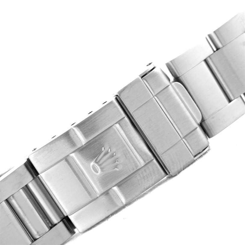 The image shows a close-up of the clasp on the bracelet of a Rolex GMT-Master 16710 Men's Stainless Steel Black Dial 16710 Men's Stainless Steel Black Dial watch.